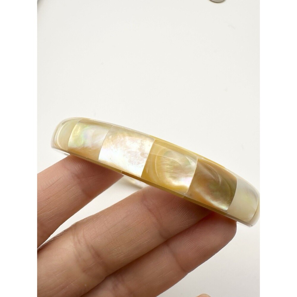 Natural Mother of Pearl Bangle Cuff Bracelet - 8.5”
